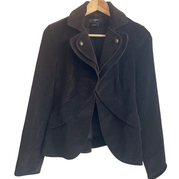 Luii Jackets & Blazers - Luii S Chocolate Brown Corduroy Military Style Jacket Y2K Boho Renaissance